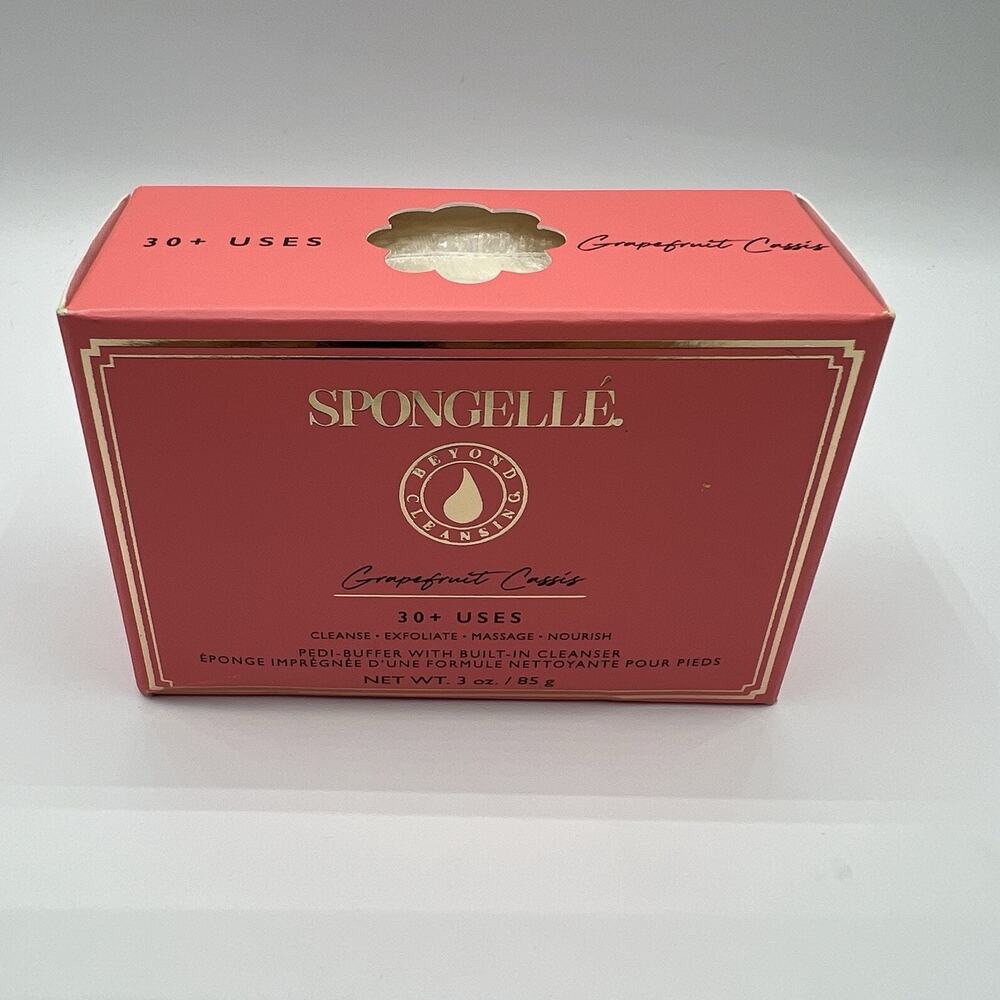 NEW Spongellé Pedi Buffer Grapefruit Cassis 3oz Foot Exfoliator 30+ Uses